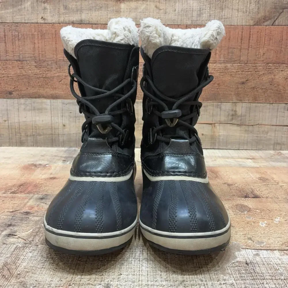 Sorel Snow Boots Kids Size 5 37 Black Nylon Waterproof Mid Calf NY1962-010